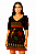 VESTIDO CURTO MEDIO DECOTE V MANGAS 7/8 COM ELASTICO PRETO ESTAMPA FARM - Imagem 1