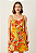 VESTIDO CURTO FORRRADO ALCINHA DETALHE ABERTURA COSTAS ESTAMPADO TROPICAL BANANAS COLORIDO - Imagem 1