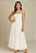 VESTIDO MIDI ALÇA FINA BORDADO CORAÇOES EM LASIE BRANCO - Imagem 1
