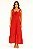 VESTIDO MIDI UMA MARIA ALÇA COM BABADO E FLOR OPCIONAL VERMELHO - Imagem 1