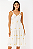 VESTIDO MIDI ALÇA AJUSTAVEL COM COQUEIROS DOURADOS BORDADOS BRANCO - Imagem 1