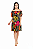 VESTIDO CURTO CIGANINHA COM MANGAS CURTAS ESTAMPADO PRETO E ROSA - Imagem 1