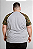 Camiseta Masculina Raglan Plus Size Cinza Mescla Com Manga Camuflada 100% Poliéster - Imagem 2