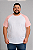Camiseta Masculina Raglan Plus Size Branca com Manga Rosa 100% Poliéster - Imagem 1