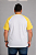 Camiseta Masculina Raglan Plus Size Branca Com Manga Amarela 100% Poliéster - Imagem 2