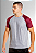 Camiseta Raglan Cinza Mescla Com Manga Marsala / Vinho 100%Poliéster - Imagem 1