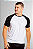 Camiseta Raglan Branca Anti pilling Com Manga Preta 100% Poliéster - Imagem 1