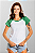 Baby Look Raglan Branca com manga Verde 100% Poliester - Imagem 3