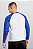Camiseta Raglan Masculina Manga Longa 100% Poliéster Branca e Azul - Imagem 2