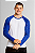 Camiseta Raglan Masculina Manga Longa 100% Poliéster Branca e Azul - Imagem 1