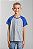 Camisetas Infantil Raglan cinza mescla com manga Azul 100% poliéster - Imagem 1