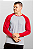 Blusa Raglan Manga Longa Cinza Mescla com Vermelha  100% Poliéster - Imagem 1