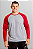 Blusa Raglan Manga Longa Cinza Mescla com Vermelha  100% Poliéster - Imagem 3