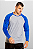 Blusa Raglan Manga Longa cinza mescla com Azul  100% Poliéster - Imagem 3