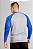 Blusa Raglan Manga Longa cinza mescla com Azul  100% Poliéster - Imagem 2