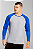 Blusa Raglan Manga Longa cinza mescla com Azul  100% Poliéster - Imagem 1
