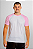 Camiseta Masculina Raglan Branca Anti pilling com manga rosa claro 100% poliéster - Imagem 1
