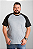 Camiseta Raglan Plus Size Cinza Mescla Com Manga Preta 100% Poliéster - Imagem 1
