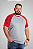 Camiseta Raglan Plus Size Cinza Mescla Com Manga vermelha 100% Poliéster - Imagem 3