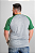 Camiseta Raglan Plus Size Cinza Mescla Com Manga verde 100% poliéster - Imagem 1