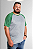 Camiseta Raglan Plus Size Cinza Mescla Com Manga verde 100% poliéster - Imagem 2