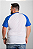 Camiseta Raglan Plus Size Branca Com Manga Azul Royal 100% Poliéster - Imagem 2