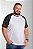 Camiseta Raglan Plus Size Branca Com Manga Preta 100% Poliéster - Imagem 3
