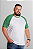 Camiseta Raglan Plus Size Branca Com Manga Verde 100% poliéster - Imagem 3