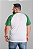 Camiseta Raglan Plus Size Branca Com Manga Verde 100% poliéster - Imagem 2