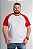 Camiseta Raglan Plus Size Branca Com Manga Vermelha 100% poliéster - Imagem 1