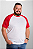 Camiseta Raglan Plus Size Branca Com Manga Vermelha 100% poliéster - Imagem 3