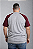Camiseta Masculina Raglan Plus Size Cinza Mescla Com Manga Marsala / Vinho 100% Poliéster - Imagem 2