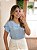 Blusa azul manga tulipa decote V - Imagem 5