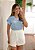 Blusa azul manga tulipa decote V - Imagem 7