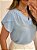 Blusa azul manga tulipa decote V - Imagem 8