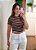Blusa canelada listrada marrom - Imagem 6