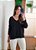 Blusa tricô ampla decote V preta - Imagem 1