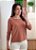 Blusa quadrada manga 7/8 castanho - Imagem 2