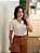 Blusa decote V pregas off white - Imagem 1
