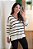 Blusa Tricô Listrado Off White Manga Longa - Imagem 3