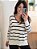 Blusa Tricô Listrado Off White Manga Longa - Imagem 5