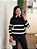 Blusa Tricô Listras Preto Manga Longa - Imagem 1
