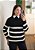 Blusa Tricô Listras Preto Manga Longa - Imagem 4