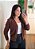 Cardigan Tricô Marrom Manga Longa - Imagem 1