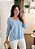 Blusa Tricô Decote V Azul Feminina - Imagem 1