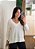 Blusa Tricô Decote V Off White Feminina - Imagem 3
