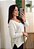 Blusa Tricô Decote V Off White Feminina - Imagem 5