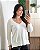 Blusa Tricô Decote V Off White Feminina - Imagem 2