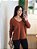 Blusa Tricô Decote V Marrom Feminina - Imagem 3