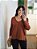 Blusa Tricô Decote V Marrom Feminina - Imagem 5